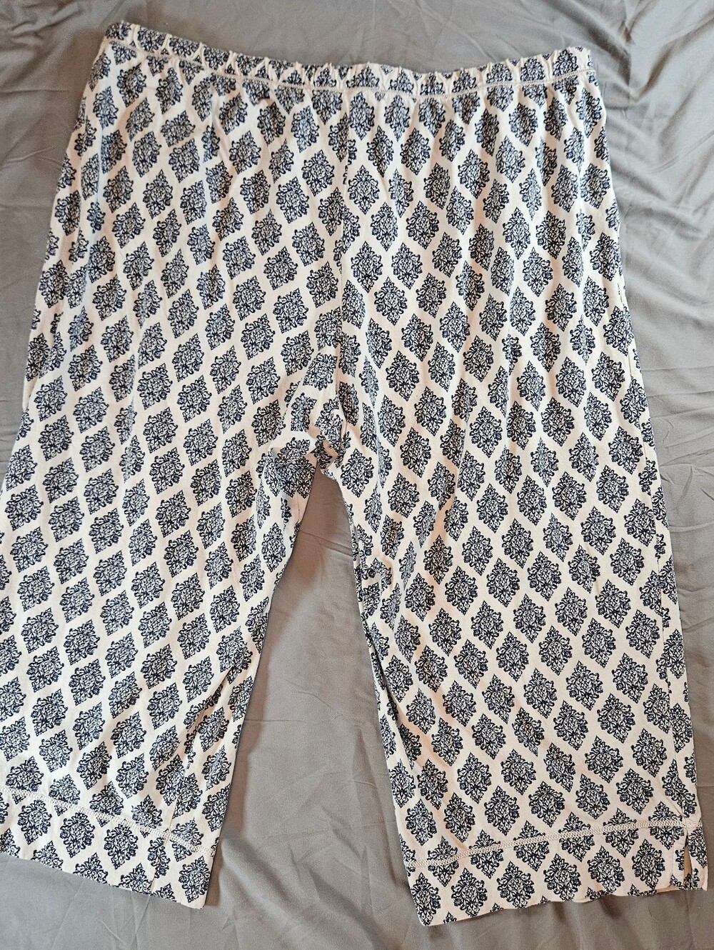 Carole Hochman Womens White And Blue Geometric Print Pajama Capri Pants Size XXL - Picture 15 of 15